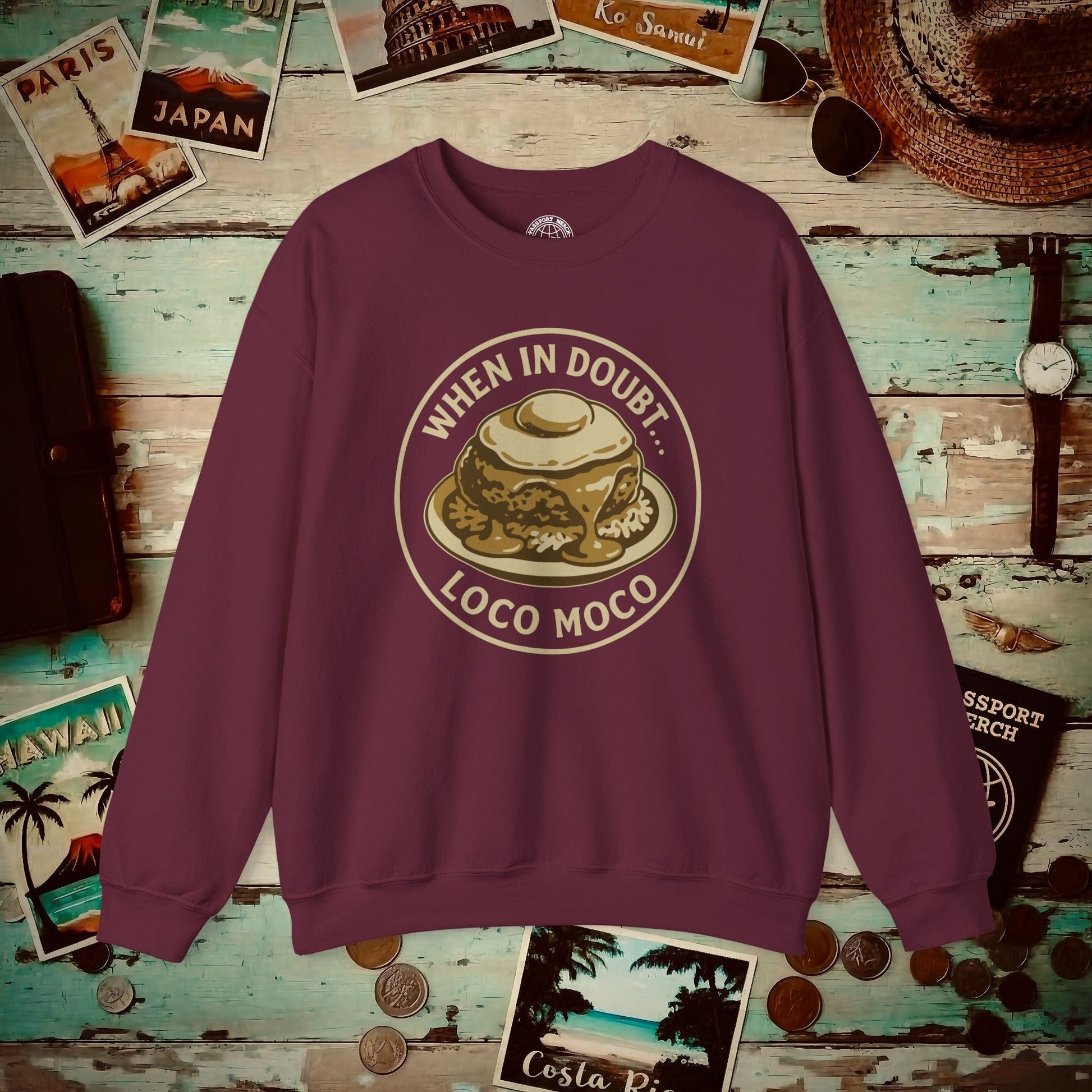 When in doubt... Loco Moco, Hawaii Crewneck Maroon / S