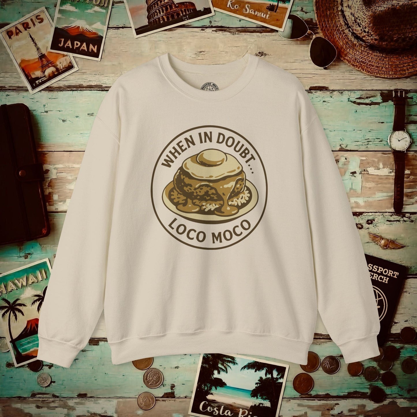 When in doubt... Loco Moco, Hawaii Crewneck Sand / S