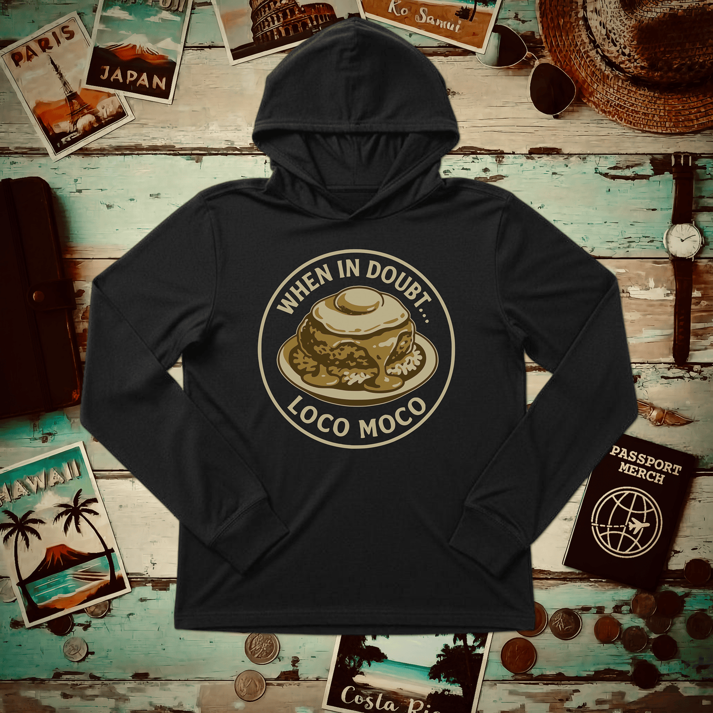 When in doubt... Loco Moco, Hawaii Hooded Long Sleeve Black / S