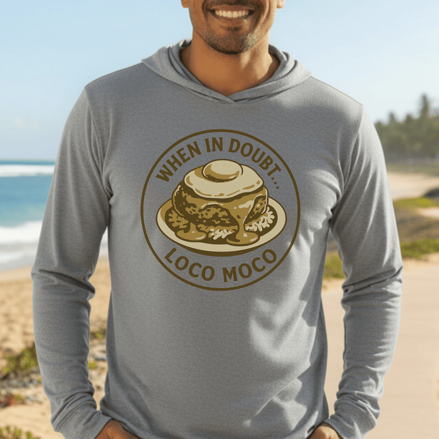 When in doubt... Loco Moco, Hawaii Hooded Long Sleeve Grey TriBlend / XS