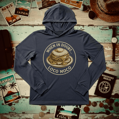 When in doubt... Loco Moco, Hawaii Hooded Long Sleeve Heather Navy / XS