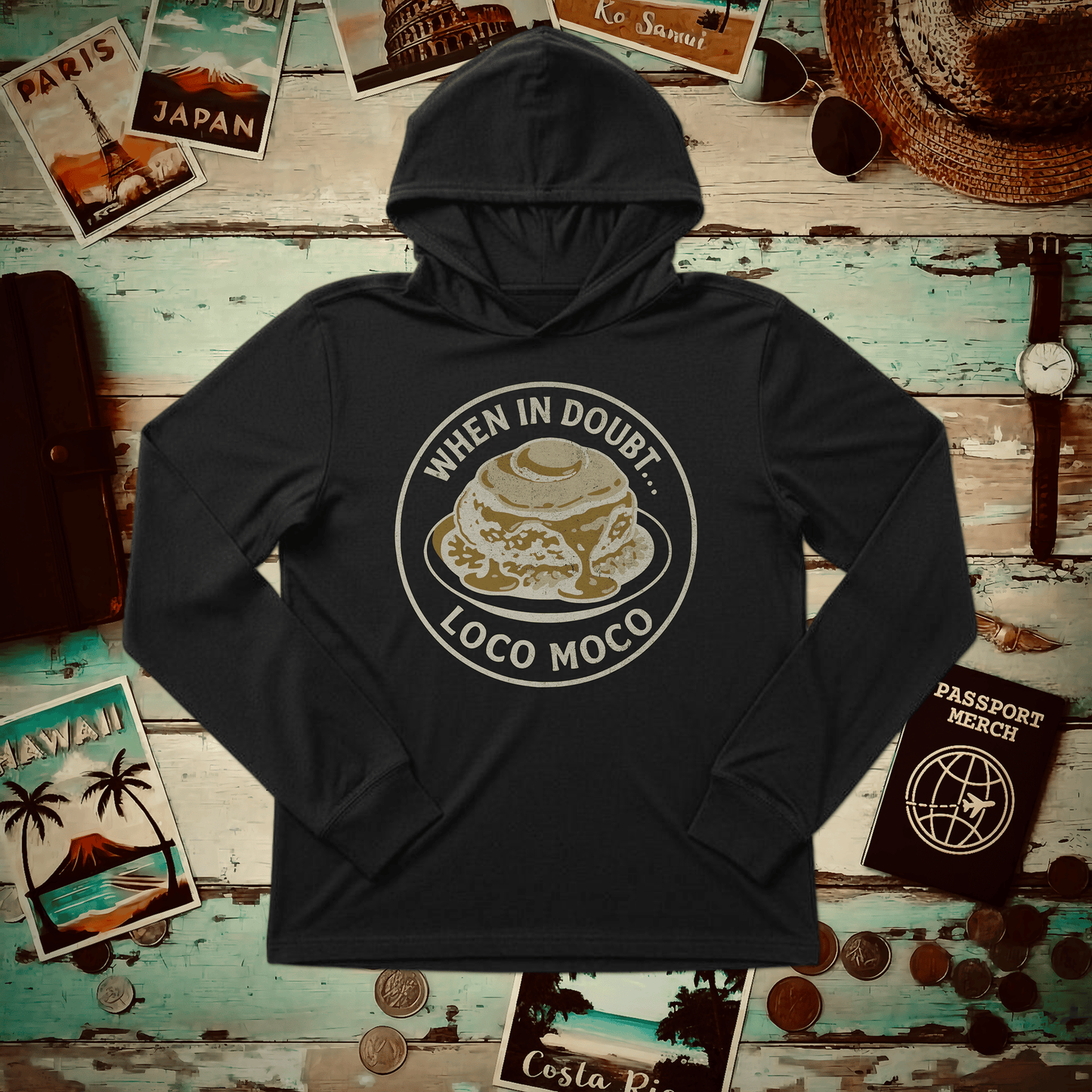 When in doubt... Loco Moco, Hawaii Hooded Long Sleeve S / Black