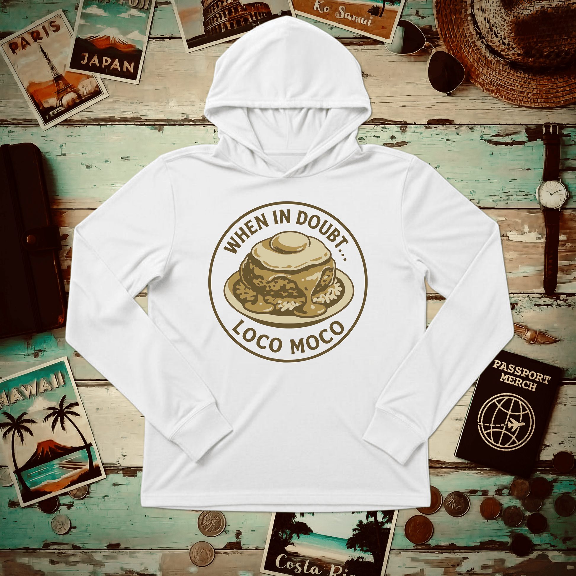 When in doubt... Loco Moco, Hawaii Hooded Long Sleeve White / XS