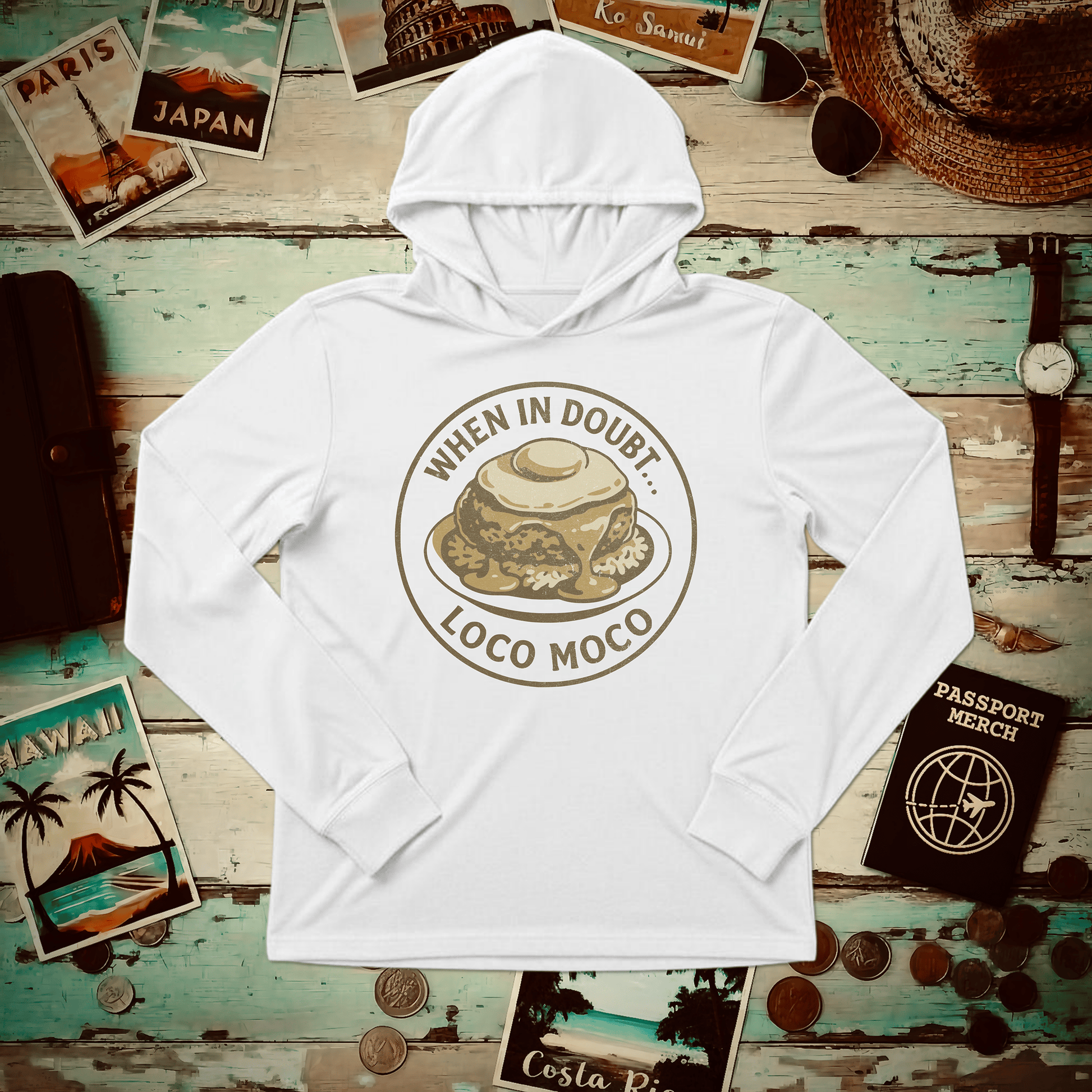 When in doubt... Loco Moco, Hawaii Hooded Long Sleeve XS / White