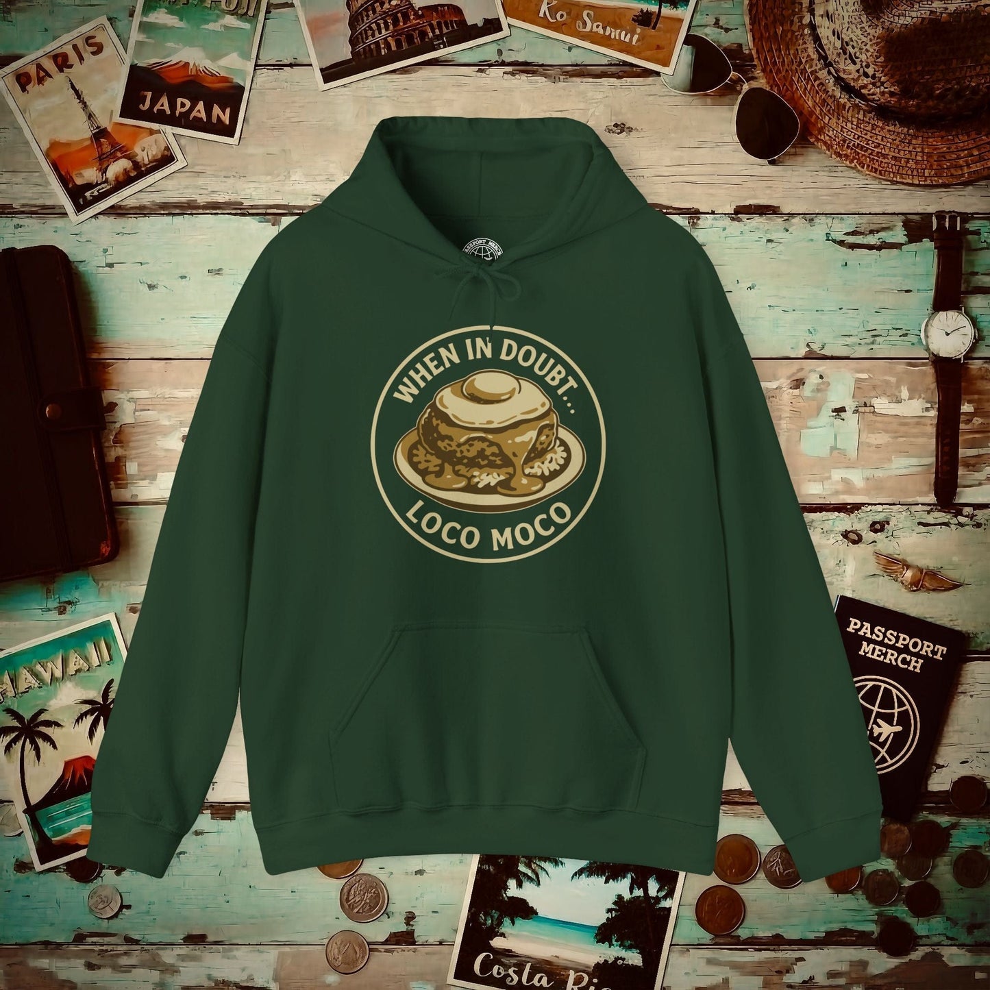 When in doubt... Loco Moco, Hawaii Hoodie Forest Green / S