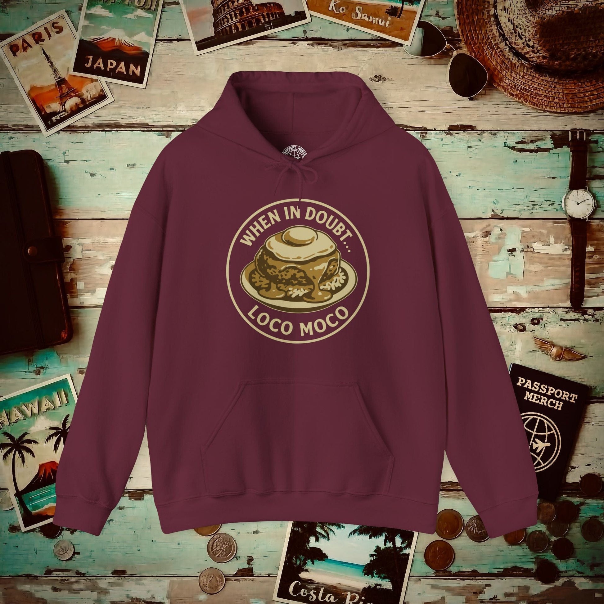 When in doubt... Loco Moco, Hawaii Hoodie Maroon / S