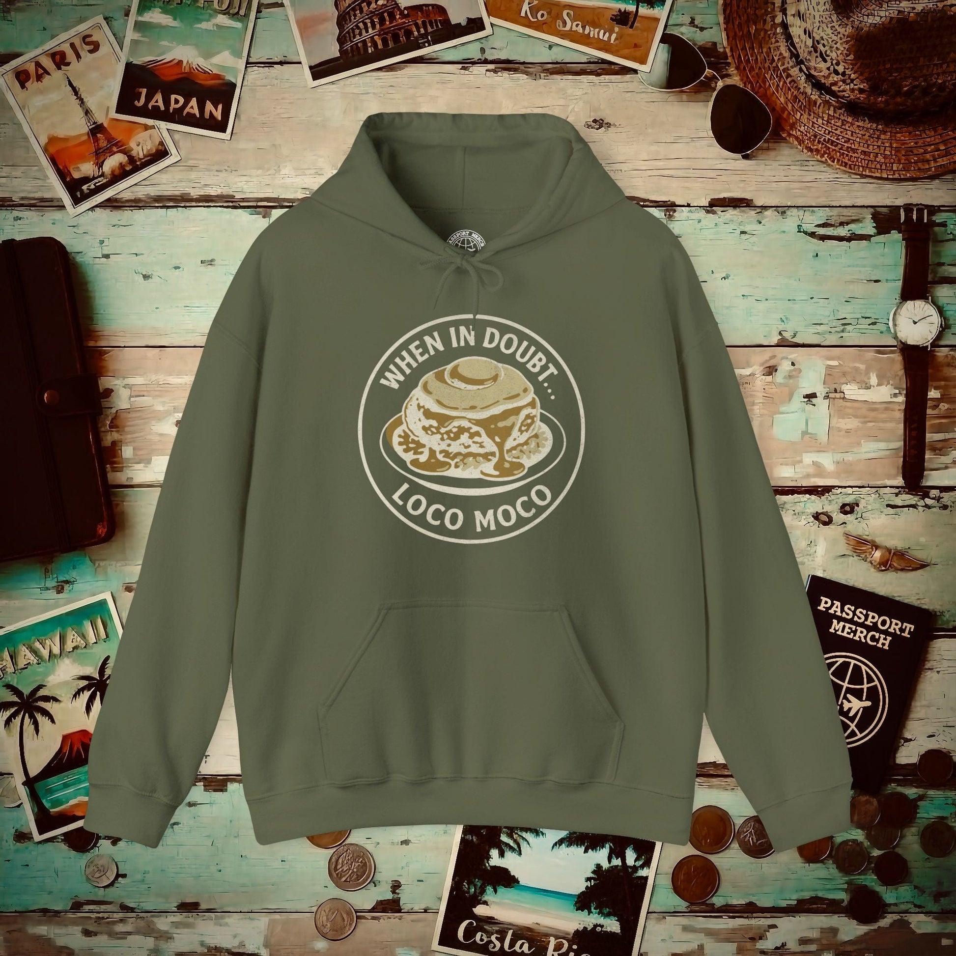 When in doubt... Loco Moco, Hawaii Hoodie Military Green / S