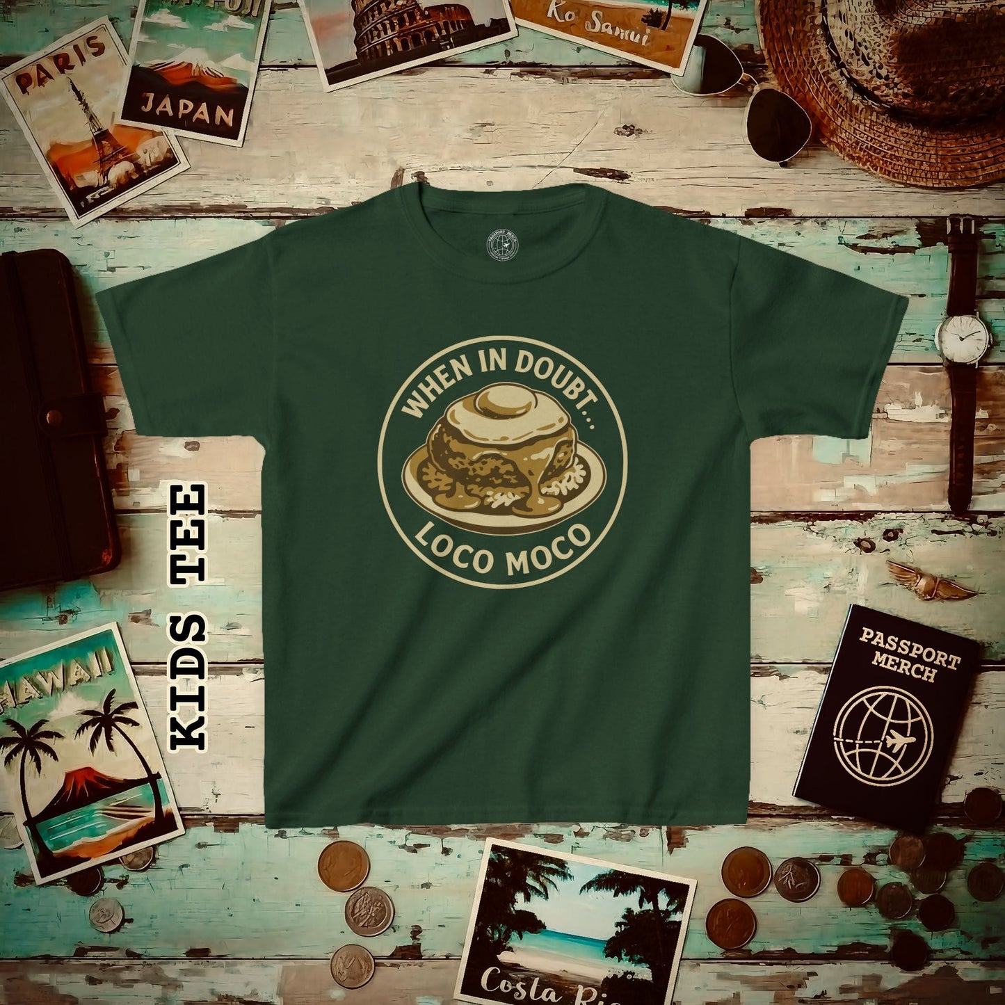 When in doubt... Loco Moco, Hawaii Kids Tee XS / Forest Green