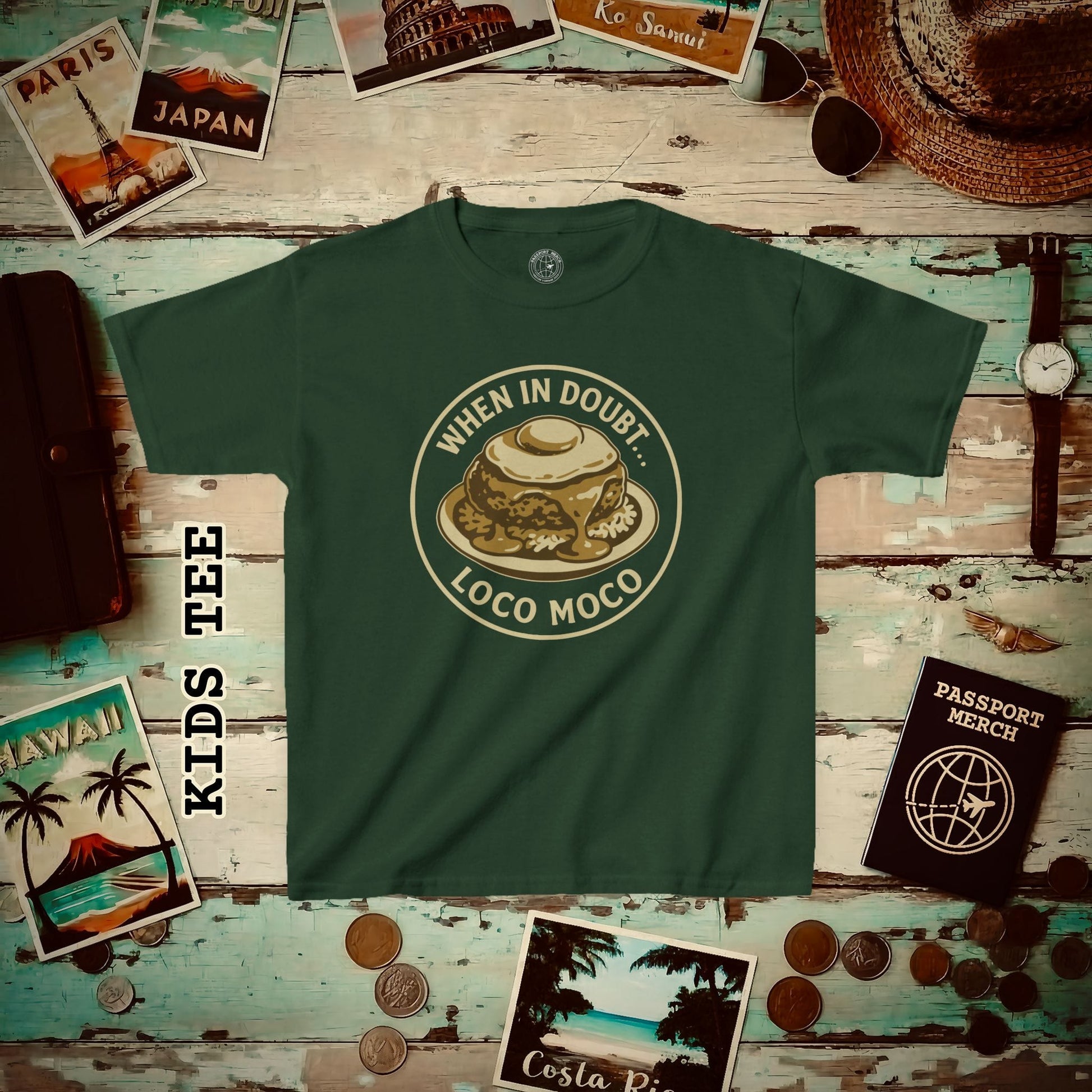 When in doubt... Loco Moco, Hawaii Kids Tee XS / Forest Green