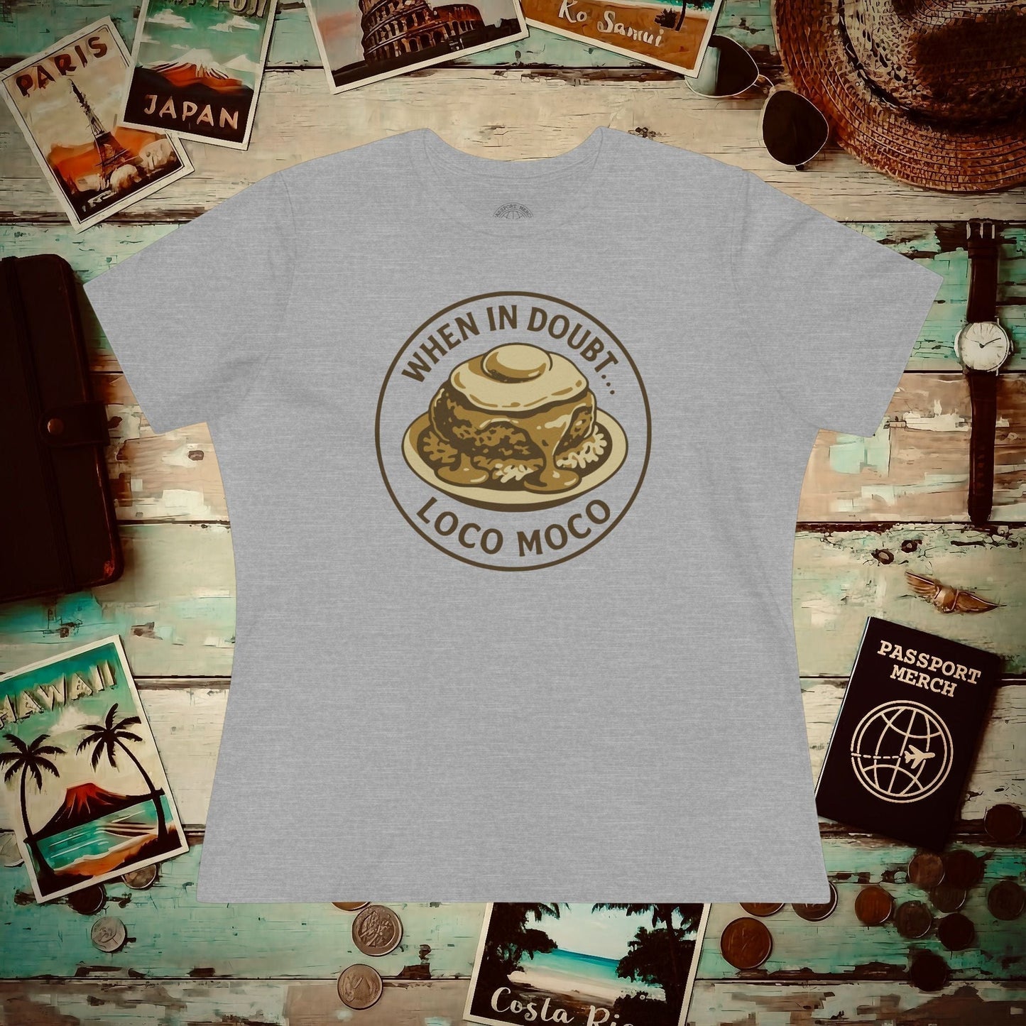 When in doubt... Loco Moco, Hawaii, Womens Fit T-Shirt Athletic Heather / S