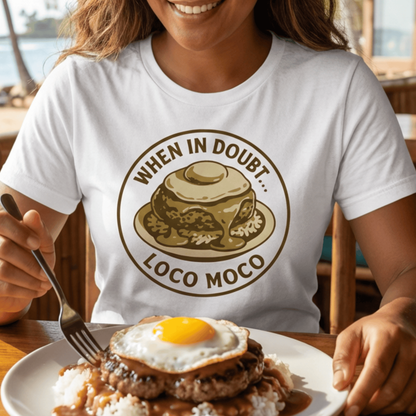 When in doubt... Loco Moco, Hawaii, Womens Fit T-Shirt White / S