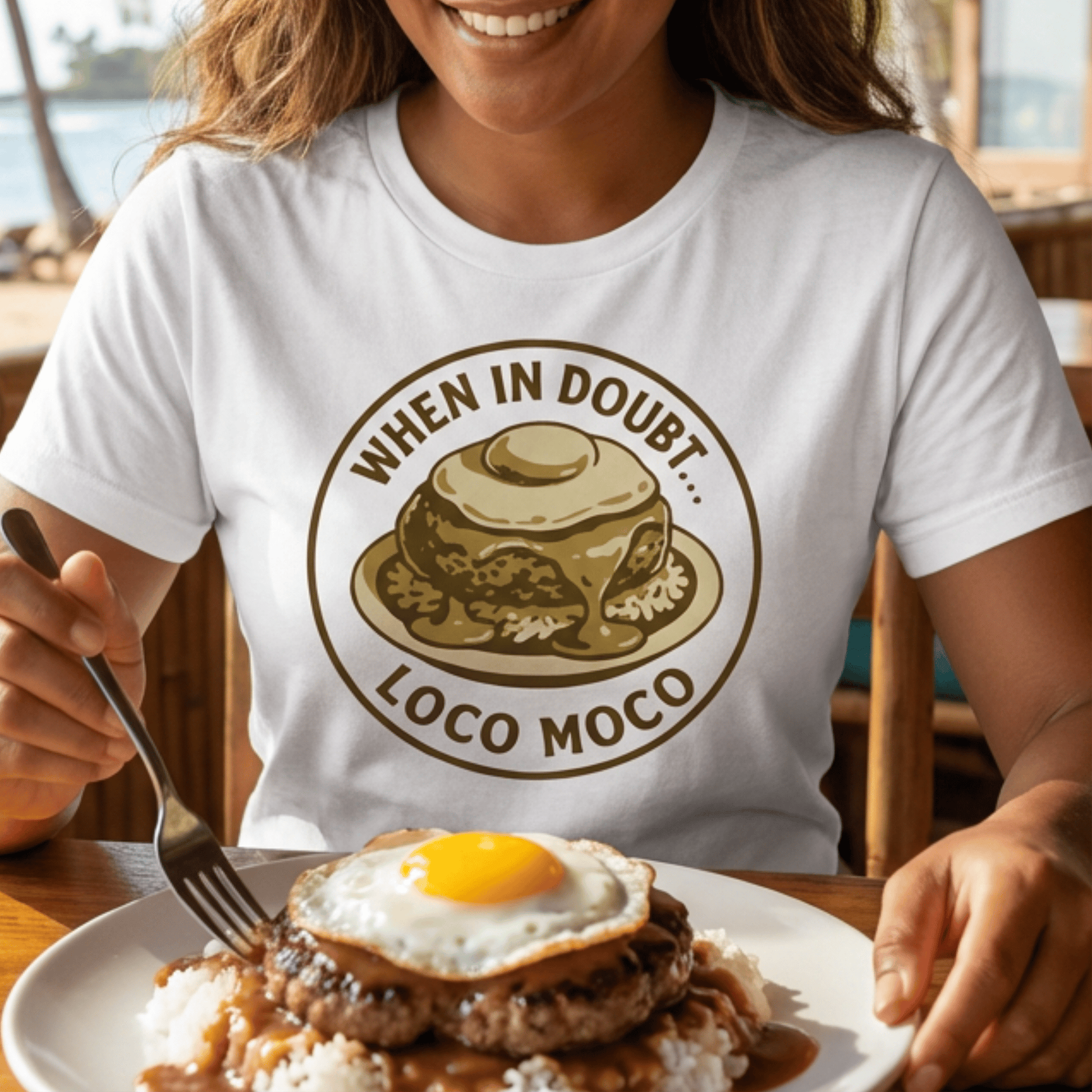 When in doubt... Loco Moco, Hawaii, Womens Fit T-Shirt White / S