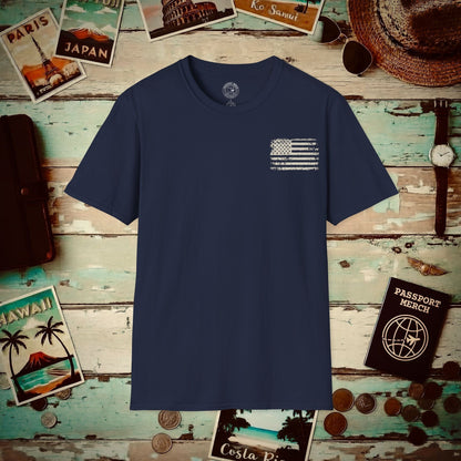 Whiskey Tango Foxtrot USA Flag, Back Print T-Shirt