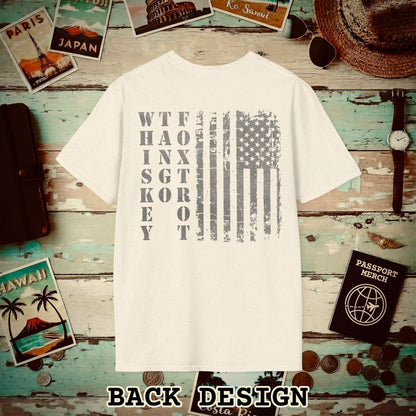 Whiskey Tango Foxtrot USA Flag, Back Print T-Shirt Natural / S