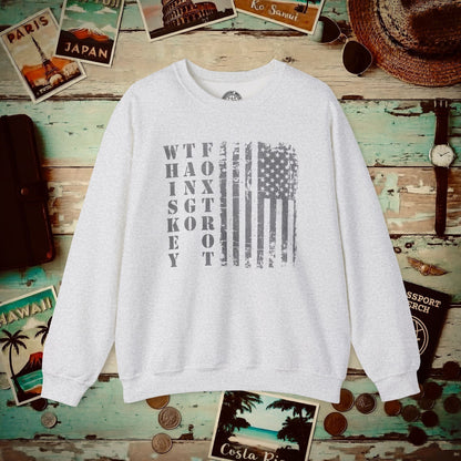 Whiskey Tango Foxtrot USA Flag Crewneck Ash / S