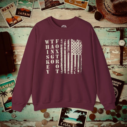 Whiskey Tango Foxtrot USA Flag Crewneck Maroon / S