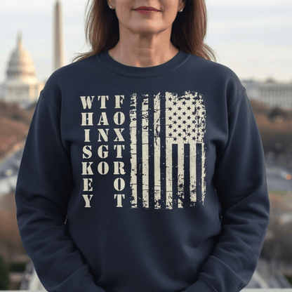 Whiskey Tango Foxtrot USA Flag Crewneck Navy / S