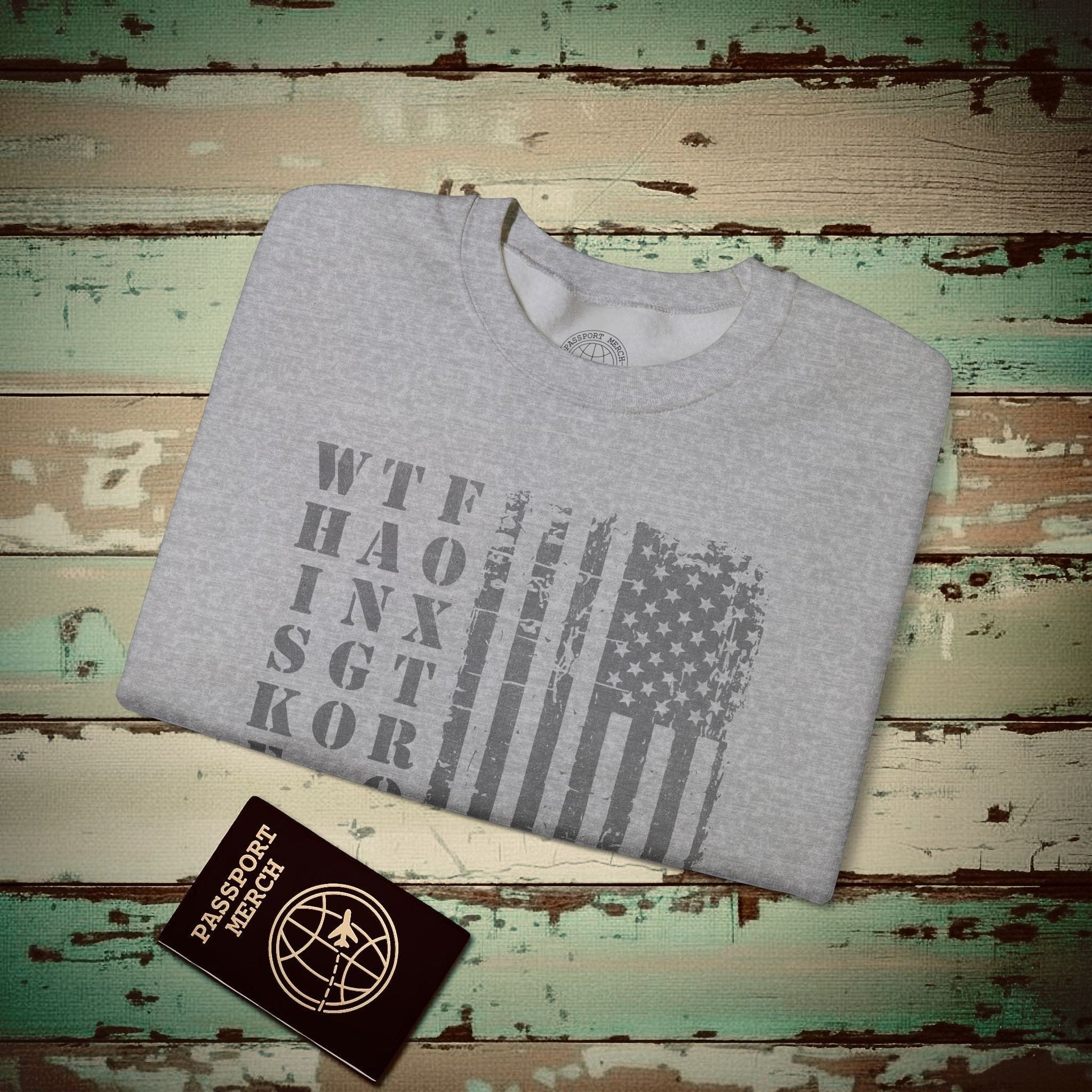 Whiskey Tango Foxtrot USA Flag Crewneck Sport Grey / S