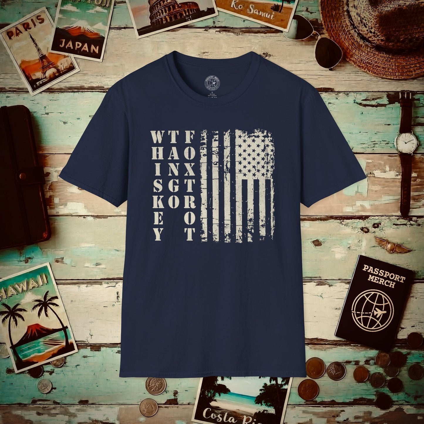 Whiskey Tango Foxtrot USA Flag T-Shirt Navy / S