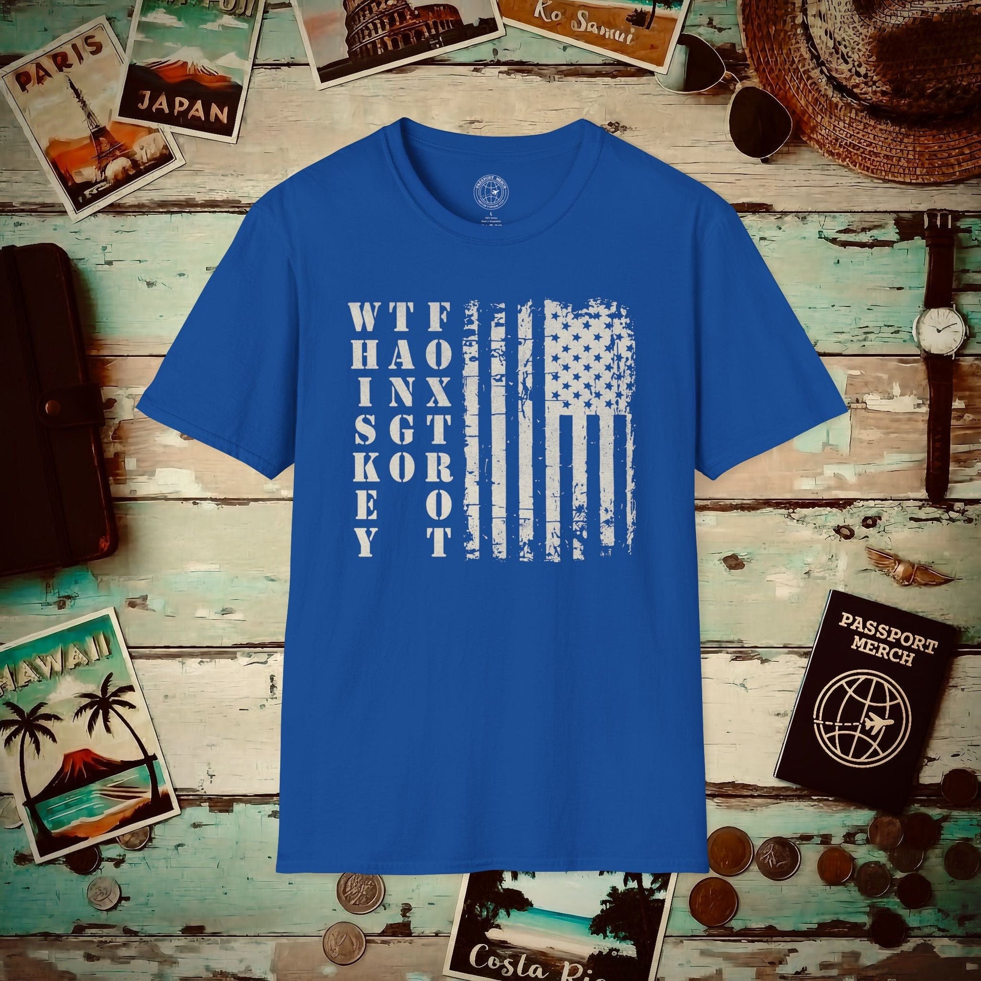 Whiskey Tango Foxtrot USA Flag T-Shirt Royal / S