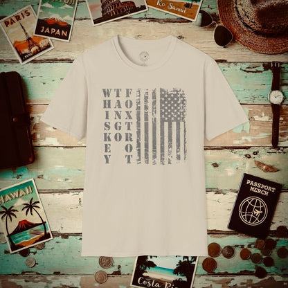 Whiskey Tango Foxtrot USA Flag T-Shirt Sand / S