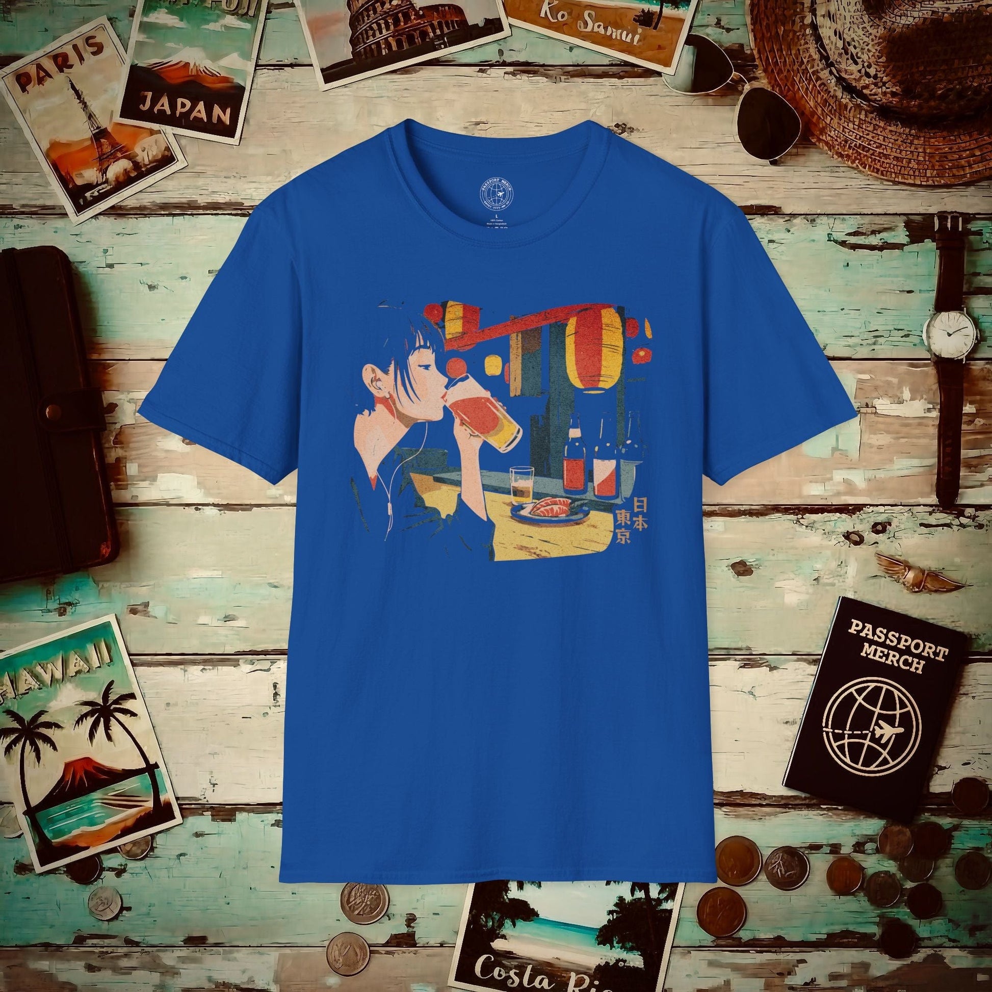 Woman Drinking in Shibuya, Tokyo, Japan T-Shirt Royal / S