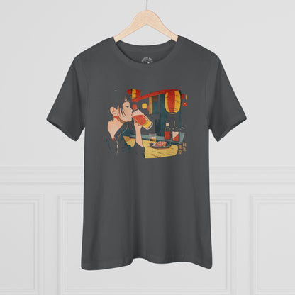 Woman Drinking in Shibuya, Tokyo, Japan, Womens Fit T-Shirt Asphalt / S