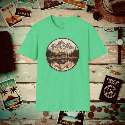 Wood Burned Badge, Banff Canada T-Shirt Heather Irish Green / S