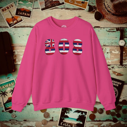 Woodworked 808 Flag, Hawaii Crewneck Heliconia / S
