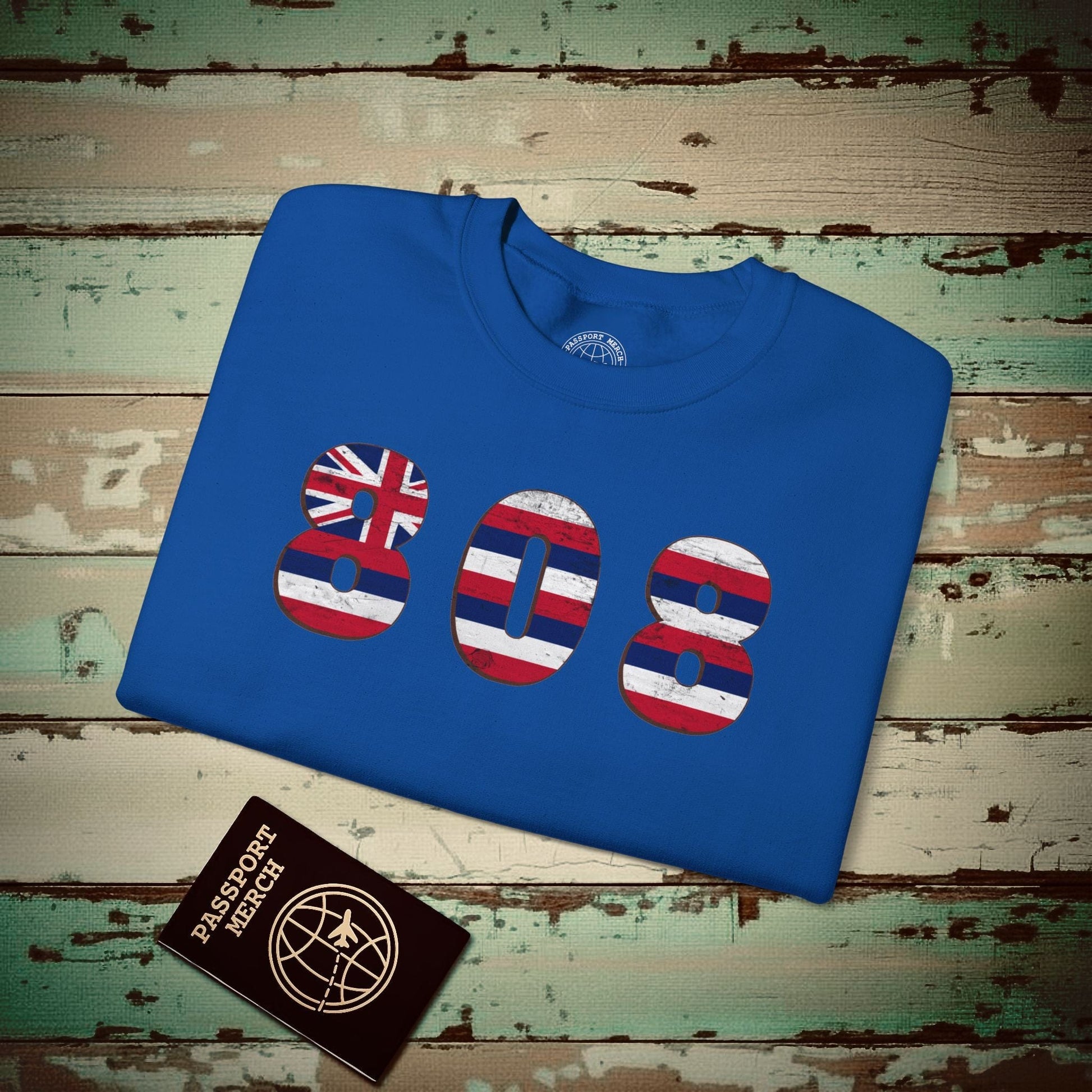 Woodworked 808 Flag, Hawaii Crewneck Royal / S
