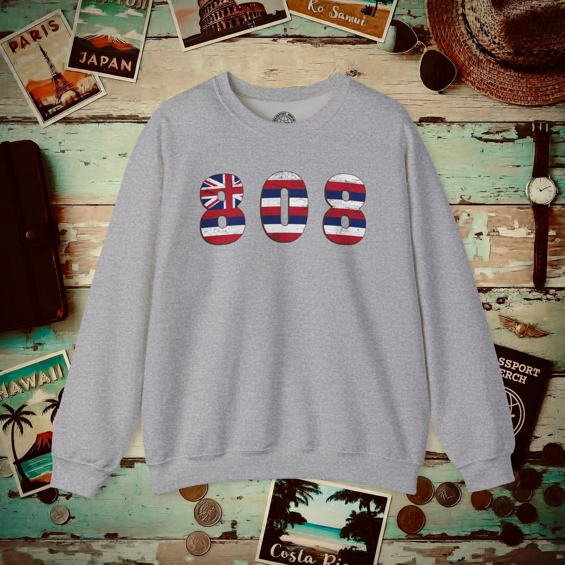 Woodworked 808 Flag, Hawaii Crewneck Sport Grey / S