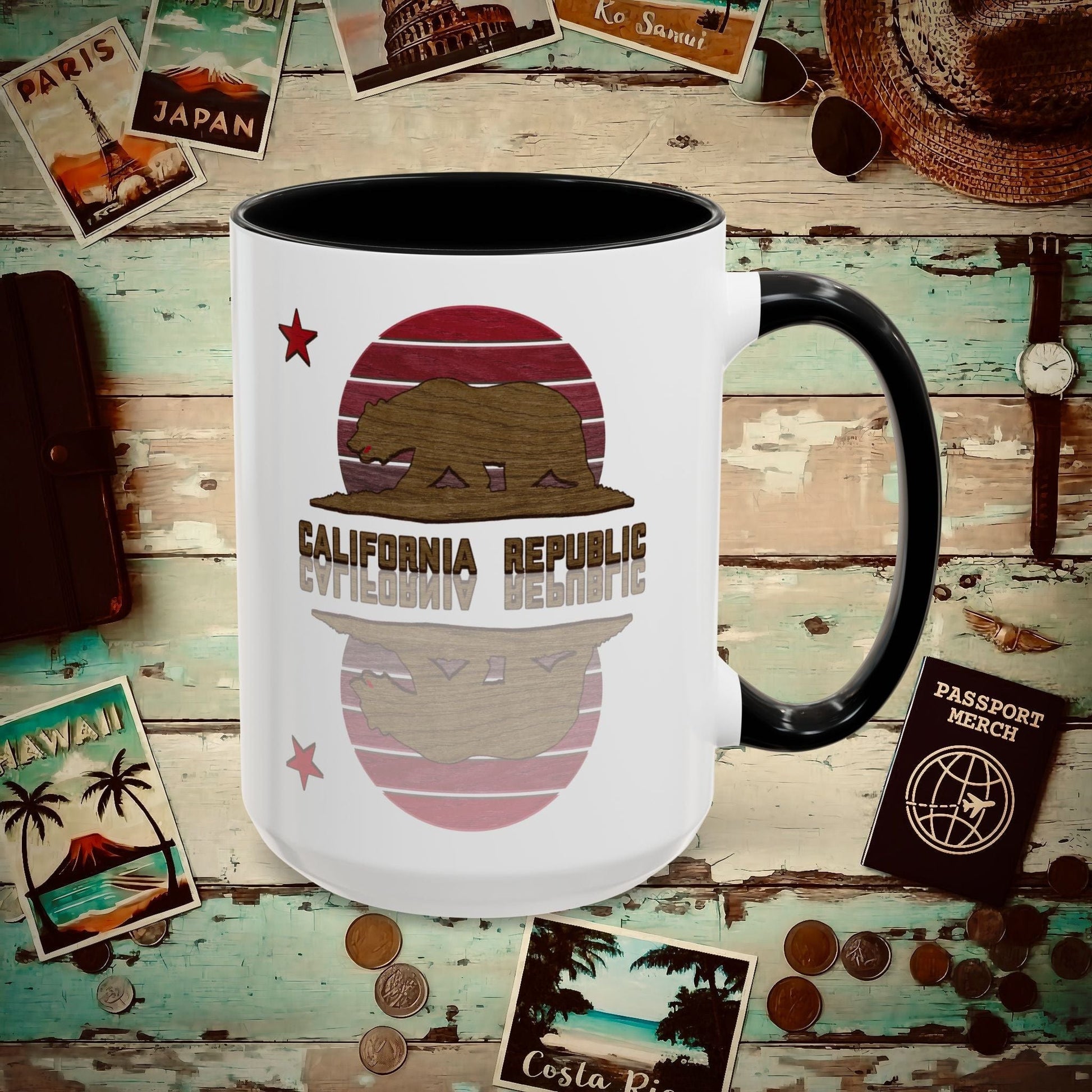 Woodworked Flag of California 15oz Mug Black / 15oz
