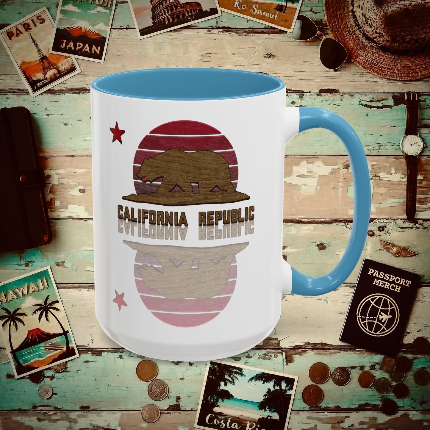 Woodworked Flag of California 15oz Mug Light Blue / 15oz