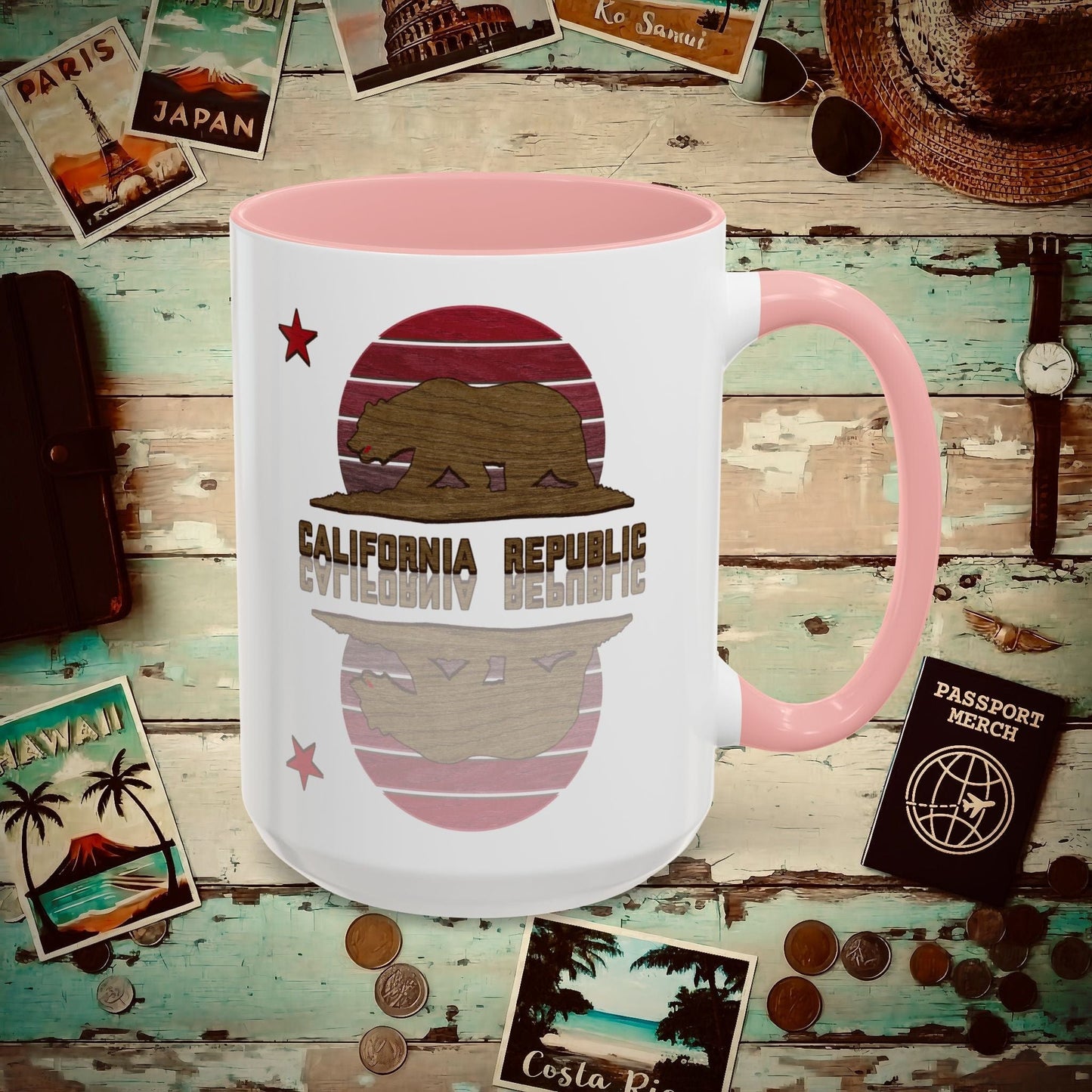 Woodworked Flag of California 15oz Mug Pink / 15oz