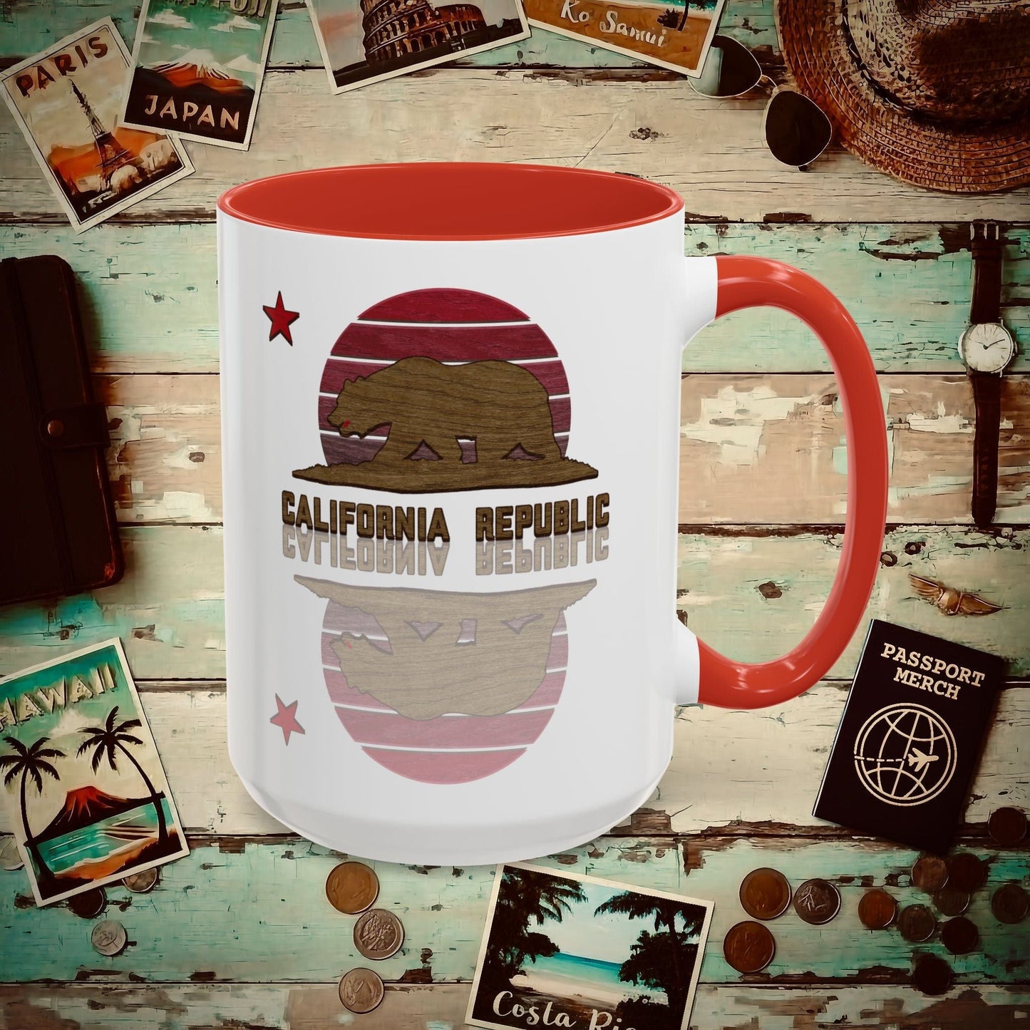 Woodworked Flag of California 15oz Mug Red / 15oz