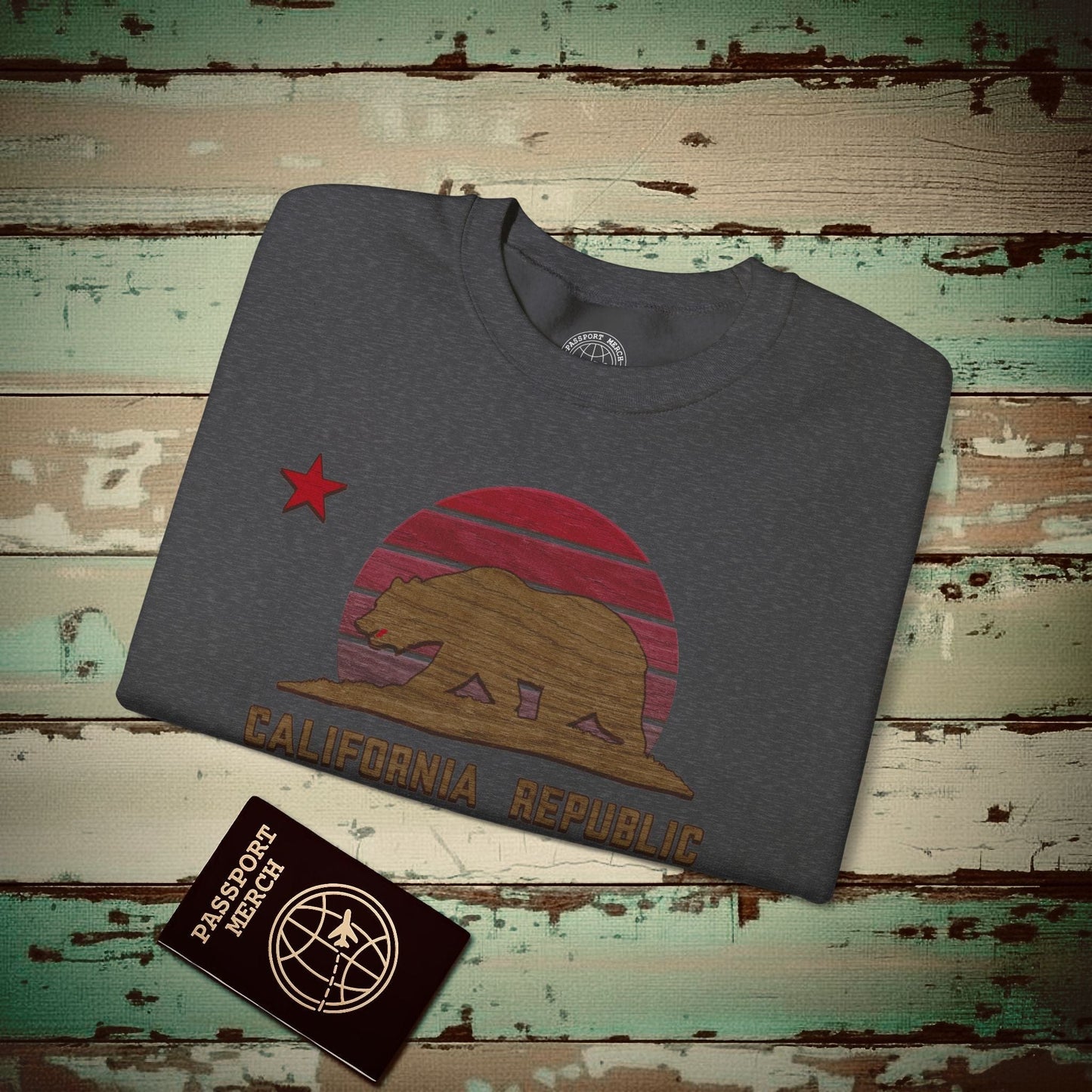 Woodworked Flag of California Crewneck Dark Heather / S