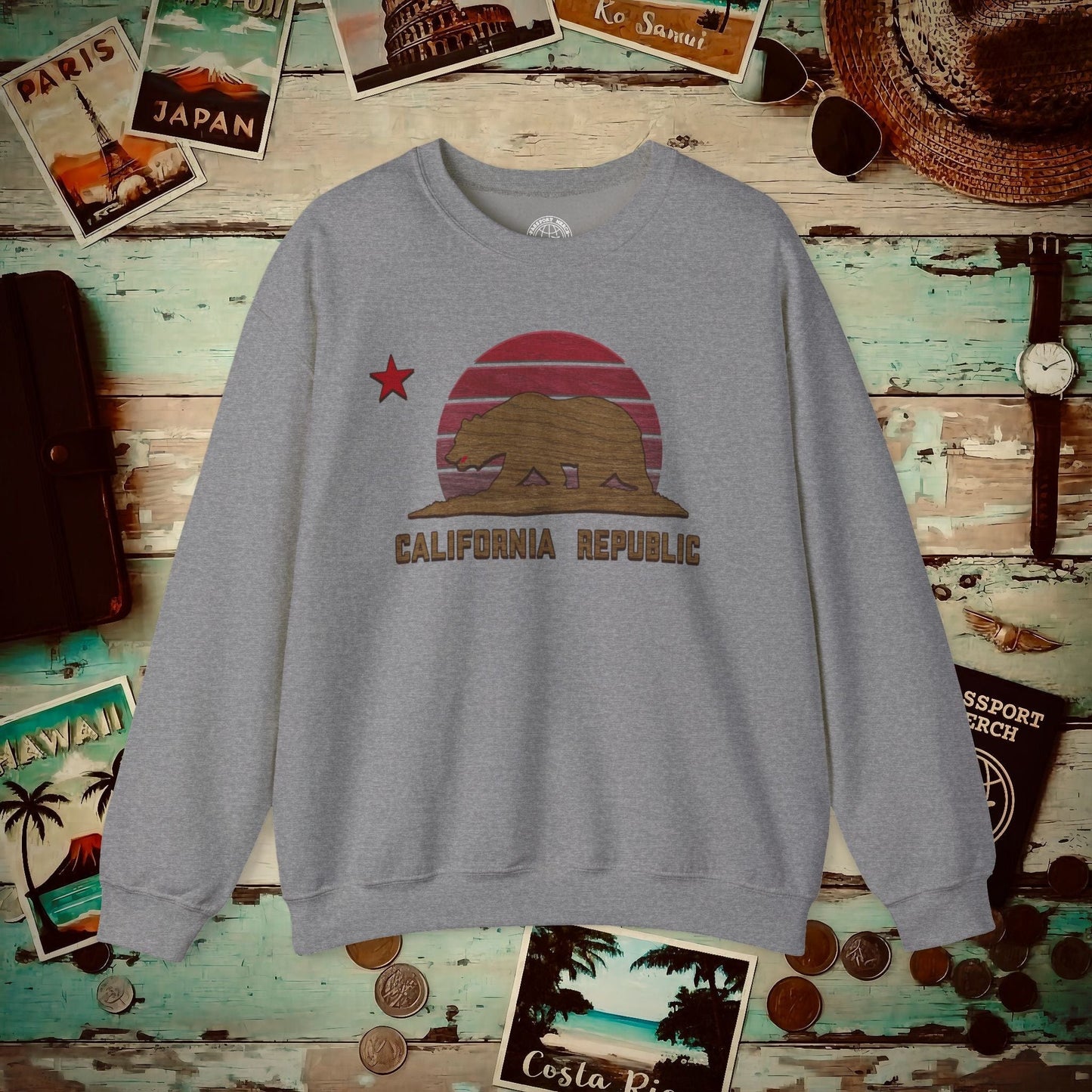 Woodworked Flag of California Crewneck Graphite Heather / S