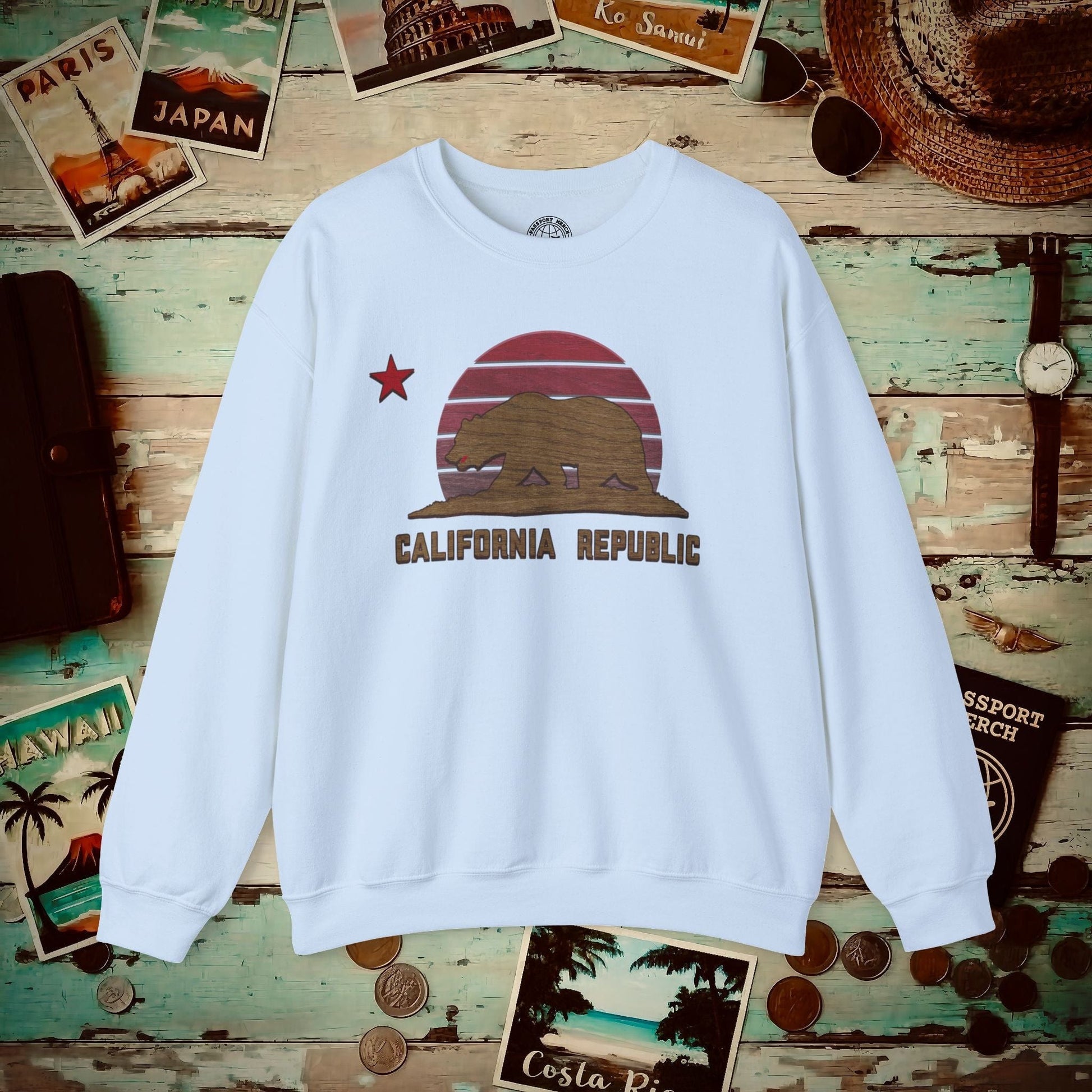 Woodworked Flag of California Crewneck Light Blue / S