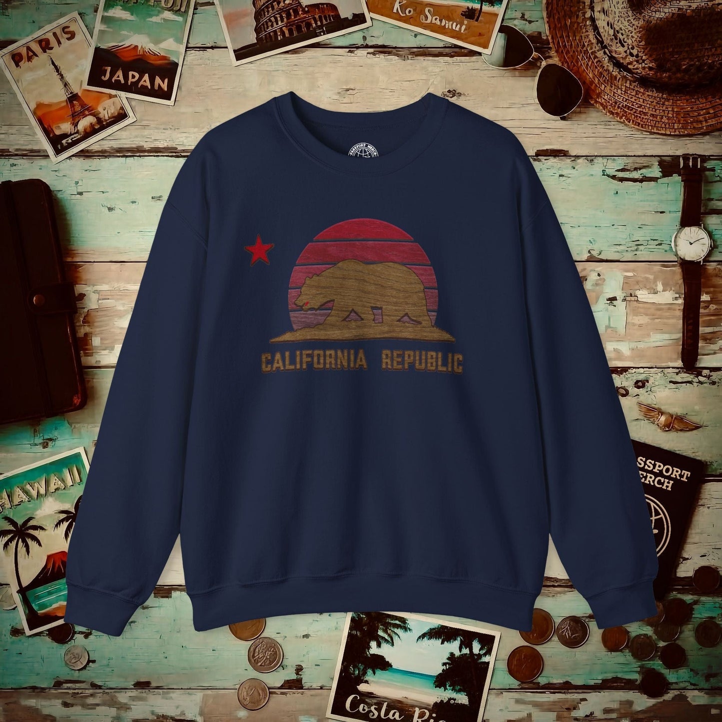 Woodworked Flag of California Crewneck Navy / S