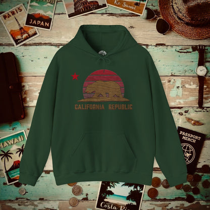 Woodworked Flag of California Hoodie Forest Green / S