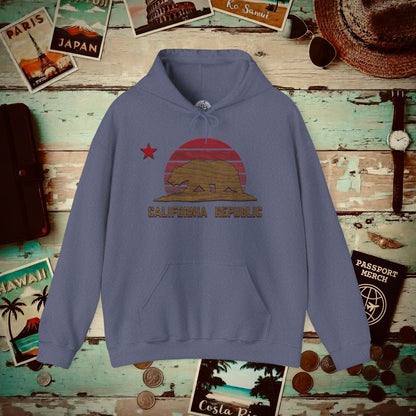 Woodworked Flag of California Hoodie Heather Navy / S