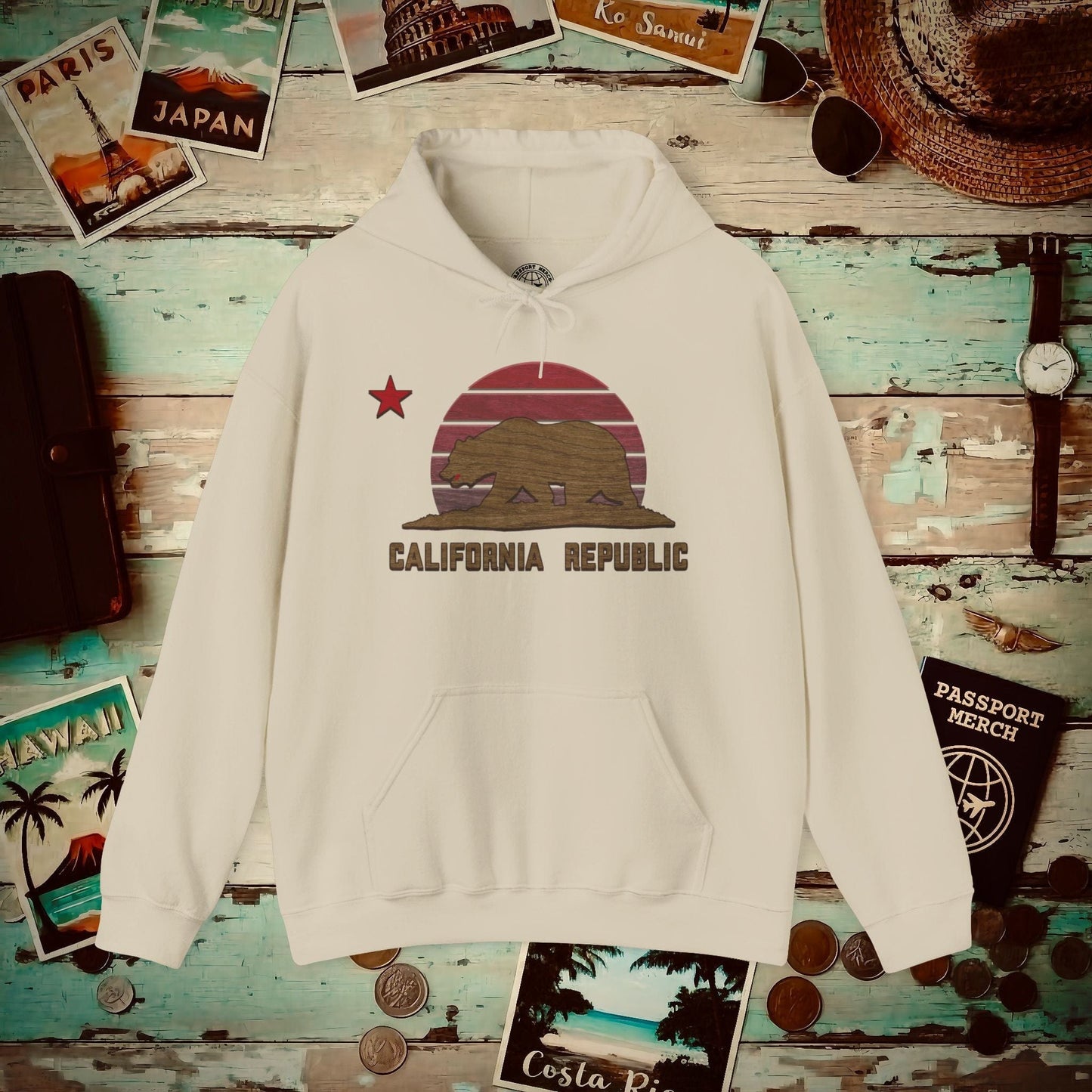 Woodworked Flag of California Hoodie Sand / S