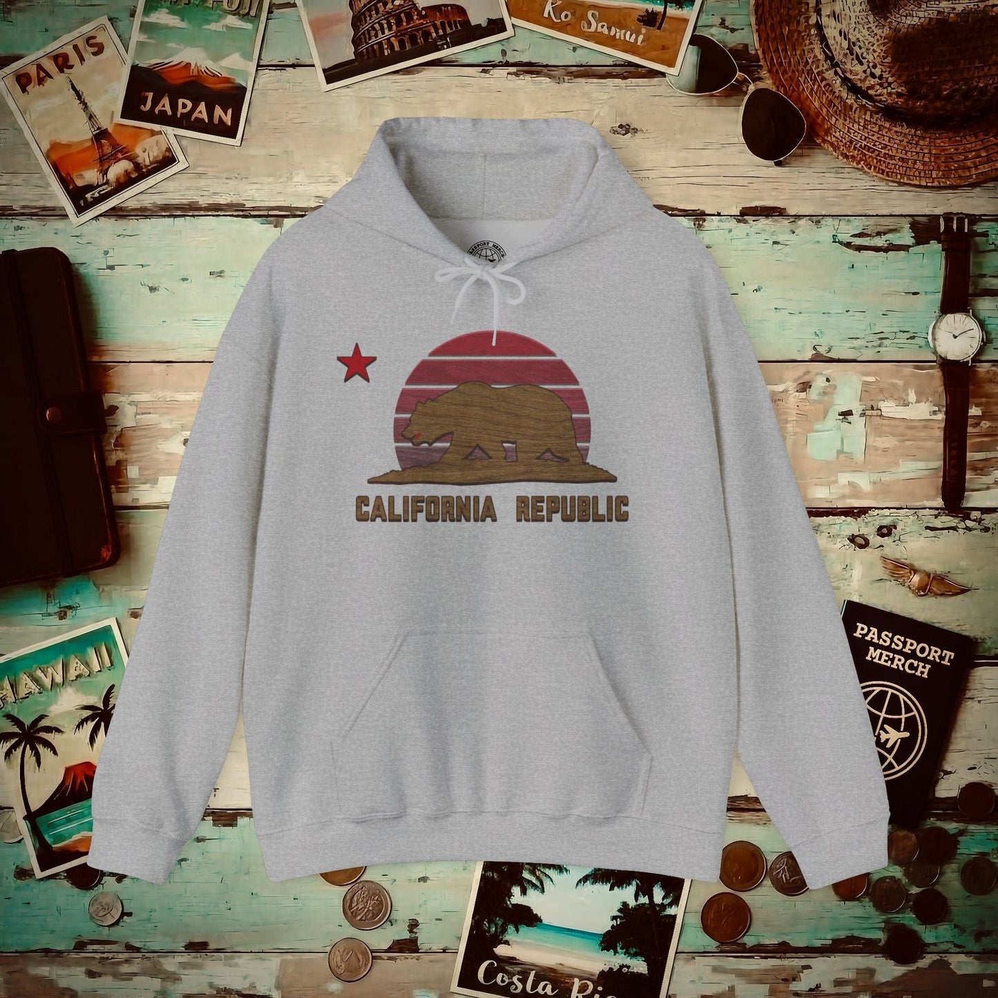 Woodworked Flag of California Hoodie Sport Grey / S
