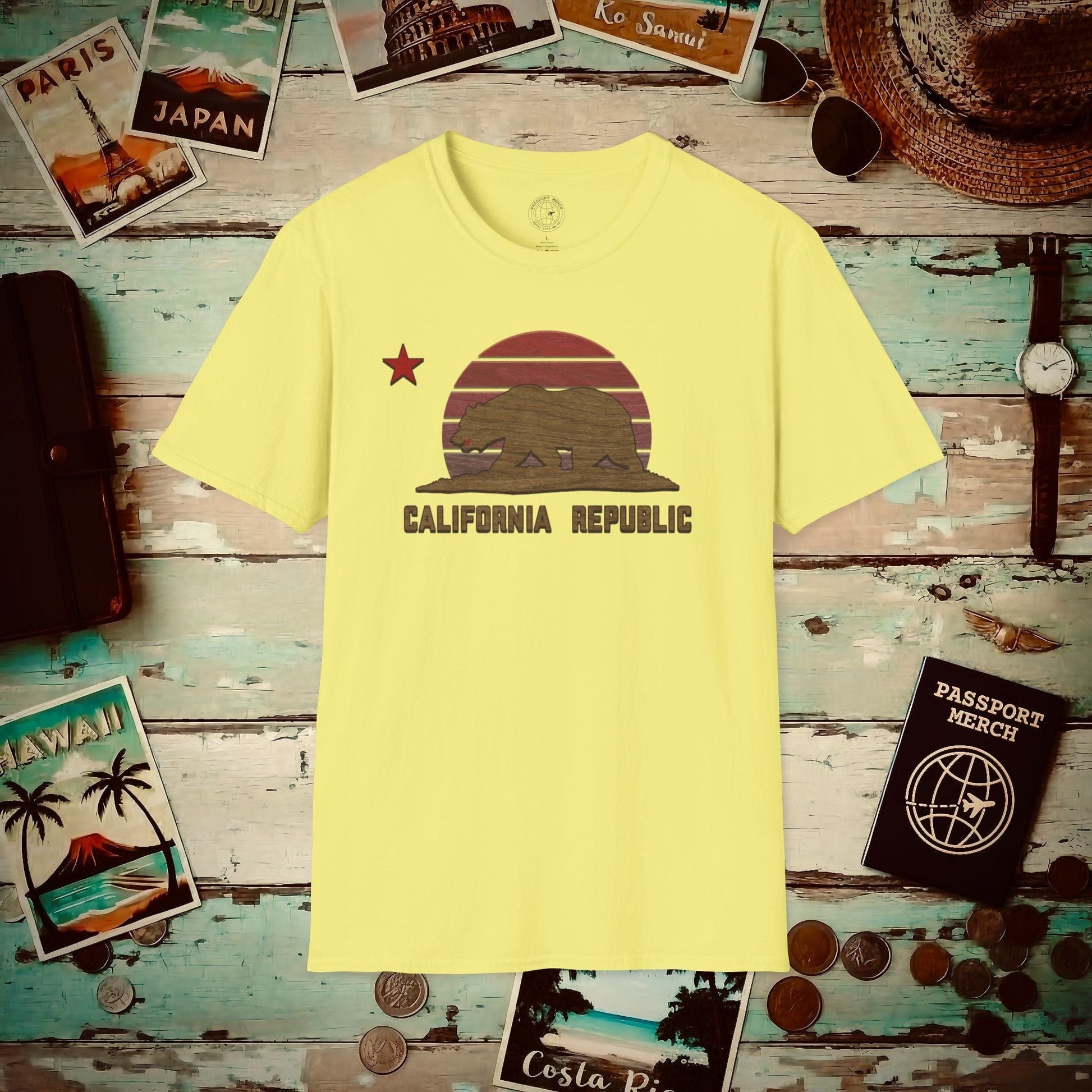 Woodworked Flag of California T-Shirt Cornsilk / S