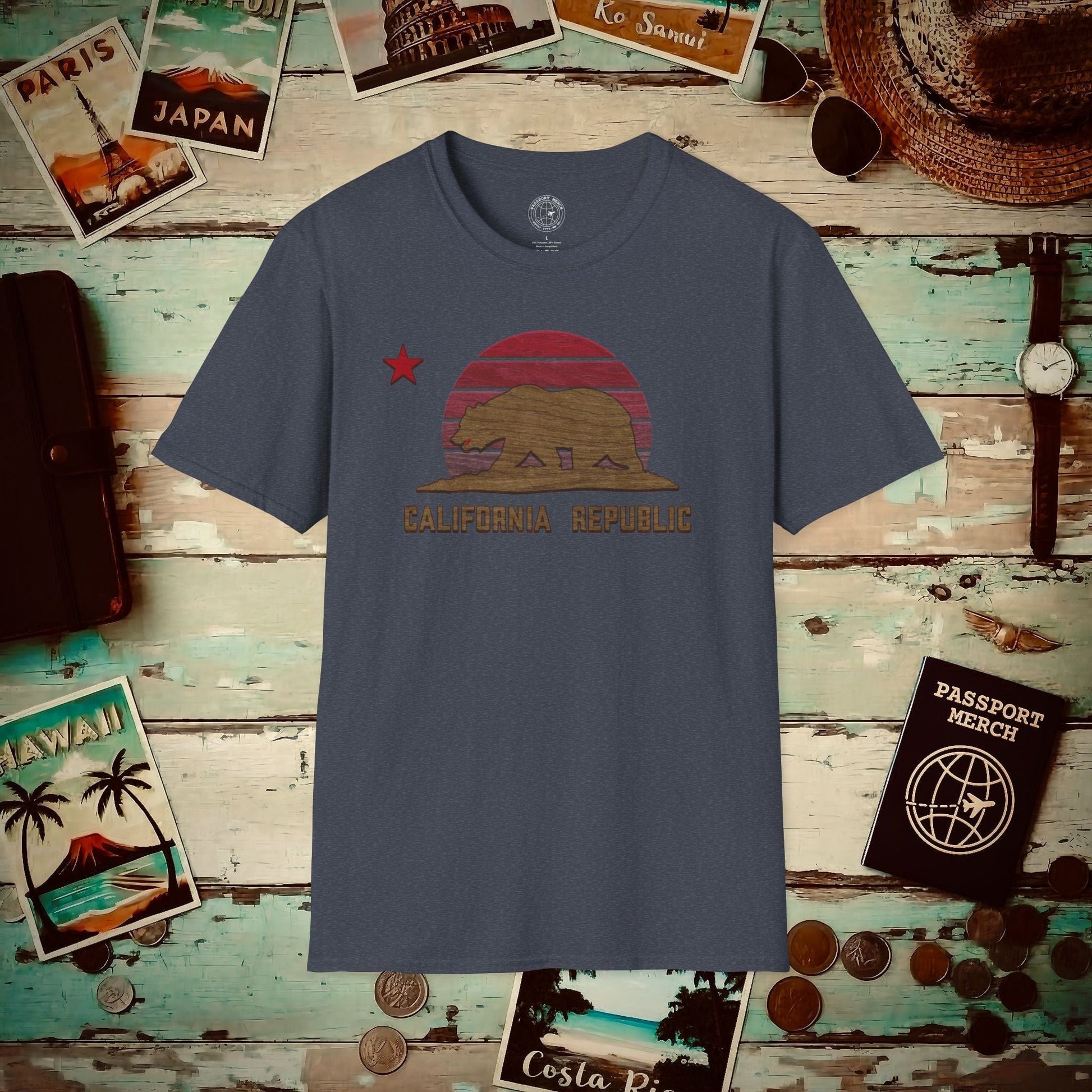 Woodworked Flag of California T-Shirt Heather Navy / S