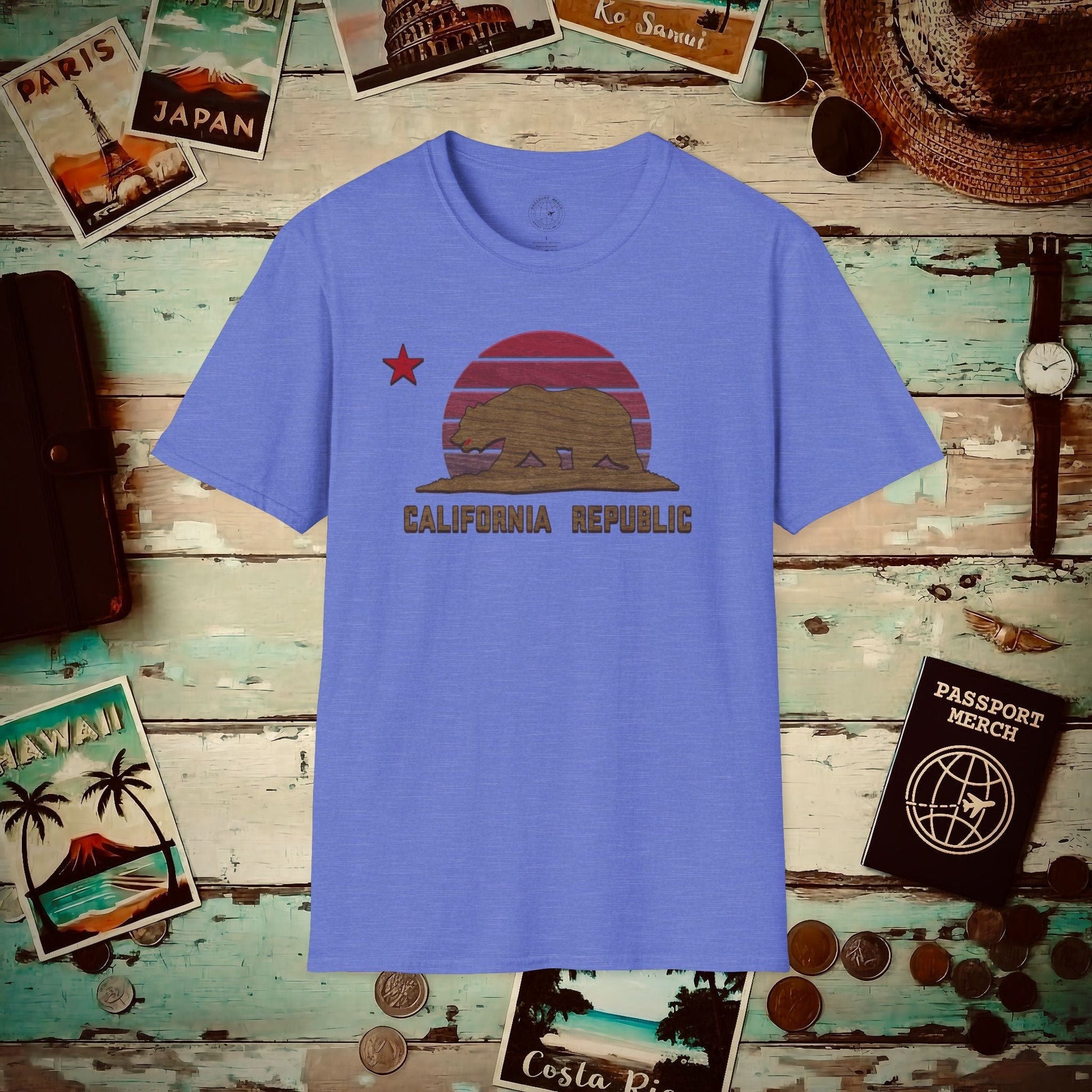 Woodworked Flag of California T-Shirt Heather Royal / S
