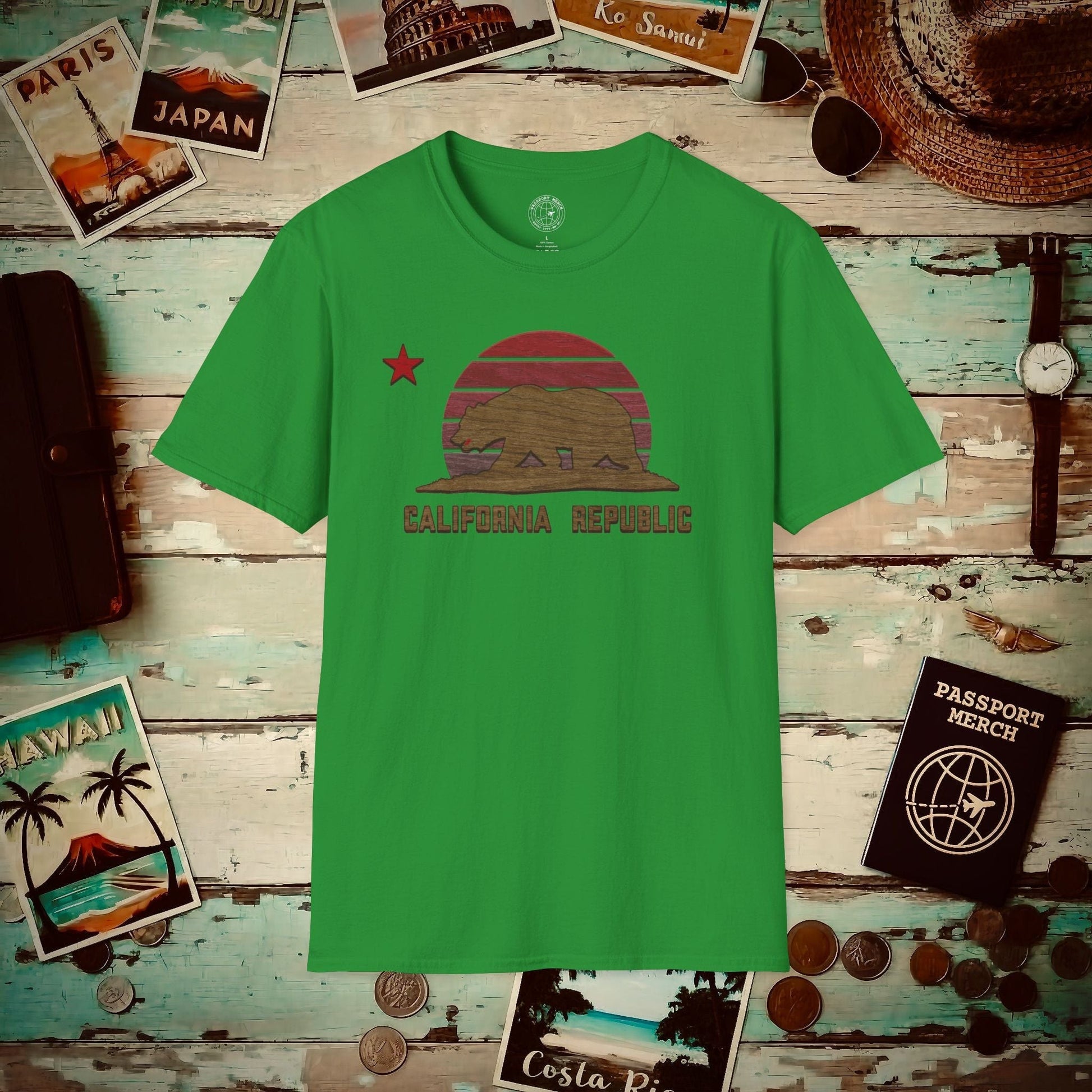 Woodworked Flag of California T-Shirt Irish Green / S
