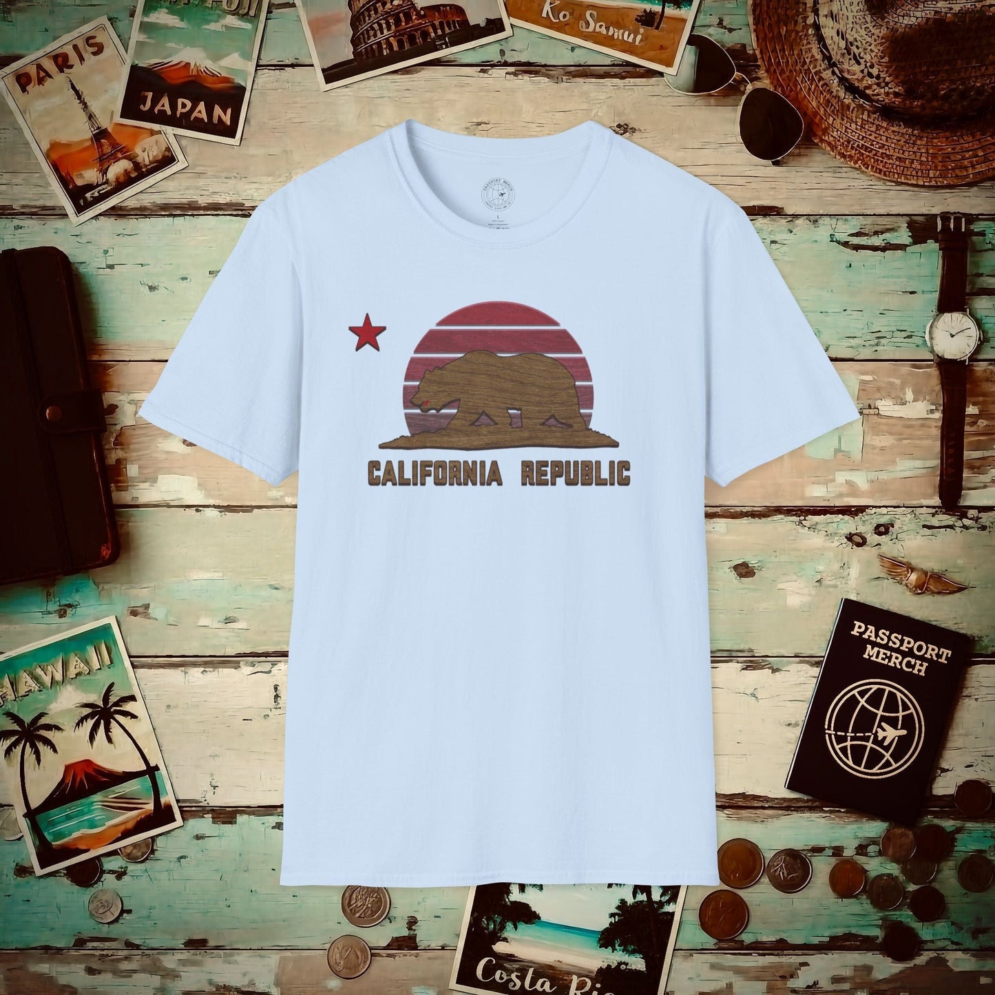 Woodworked Flag of California T-Shirt Light Blue / S