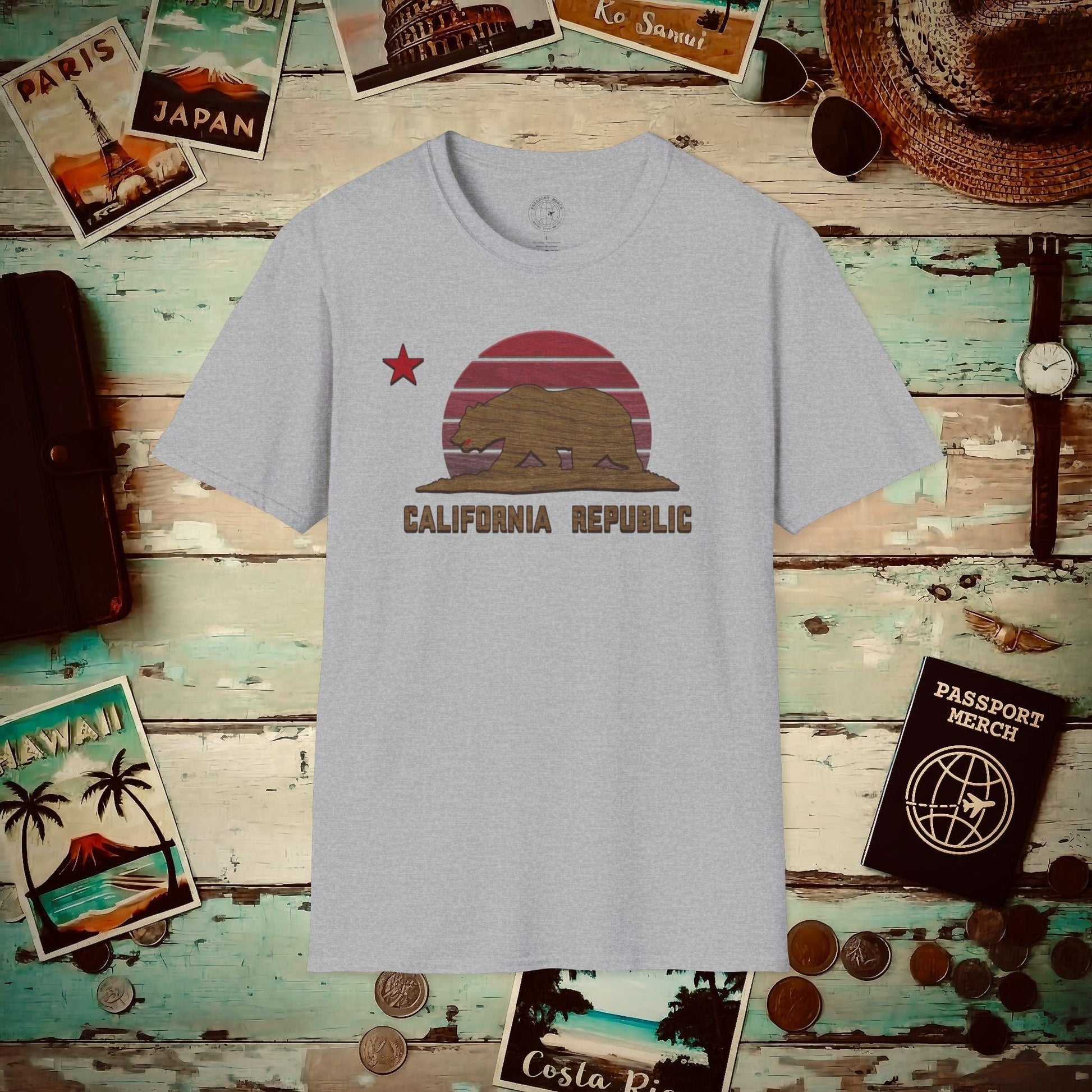 Woodworked Flag of California T-Shirt Sport Grey / S