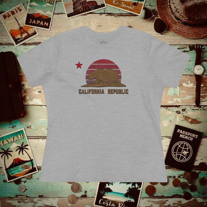 Woodworked Flag of California, Womens Fit T-Shirt Athletic Heather / S